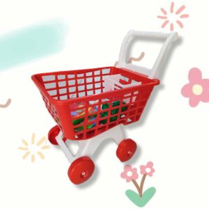 Kids Shopping Cart Trolley Push Toy with vegetables.