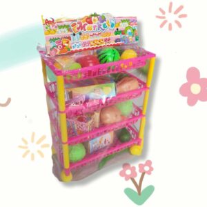 Market shelf toy with vegetable and fruit